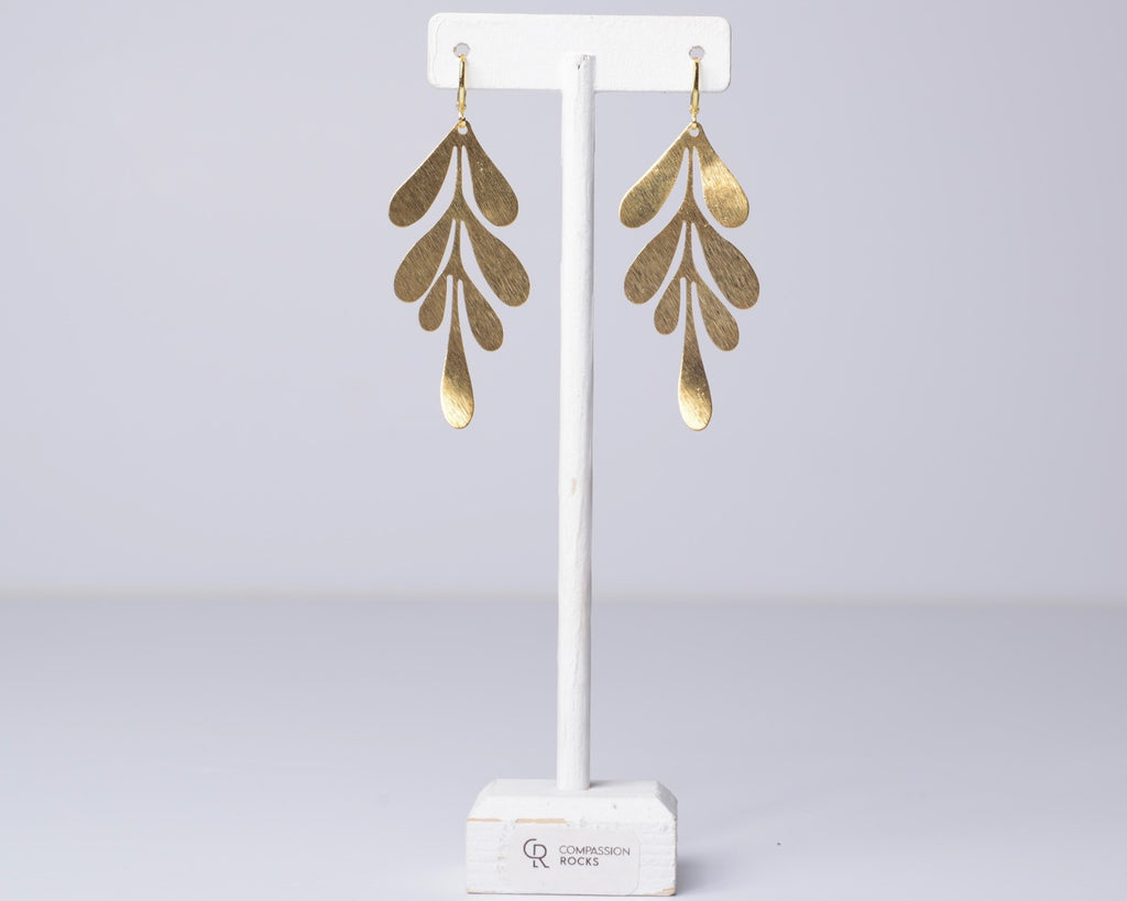 Olive Leaf-Gold Earrings
