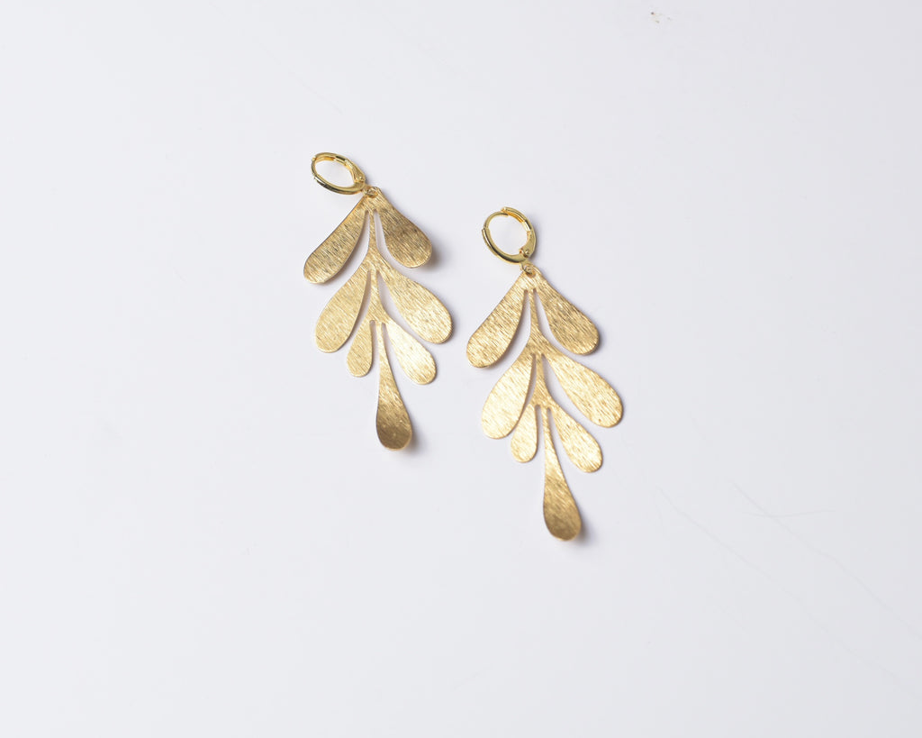 Olive Leaf-Gold Earrings