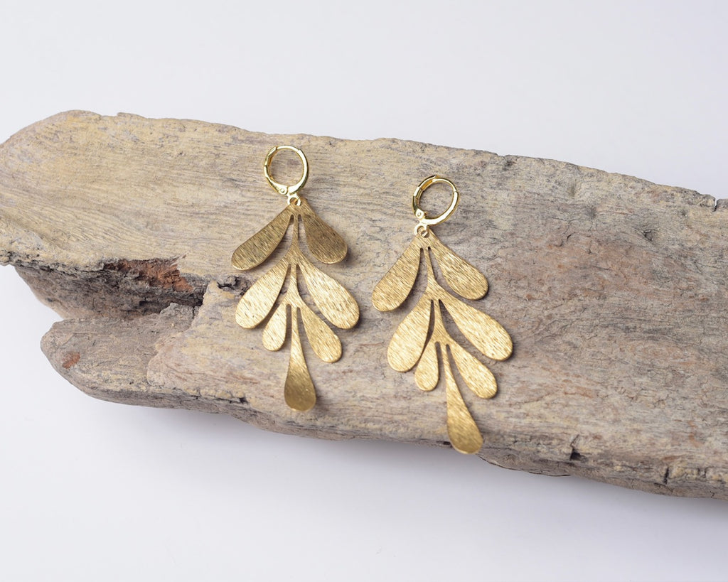 Olive Leaf-Gold Earrings