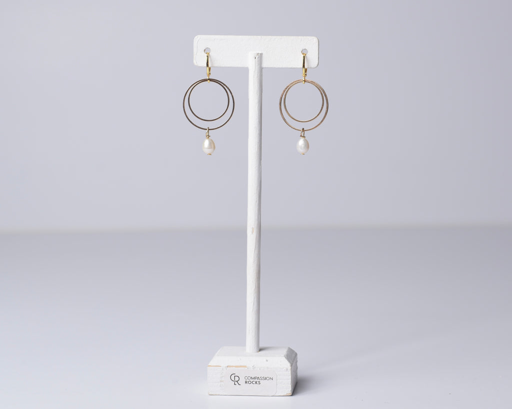 Double Golden Hoops w/ or w/out Pearl
