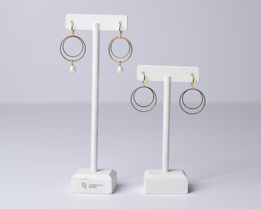 Double Golden Hoops w/ or w/out Pearl
