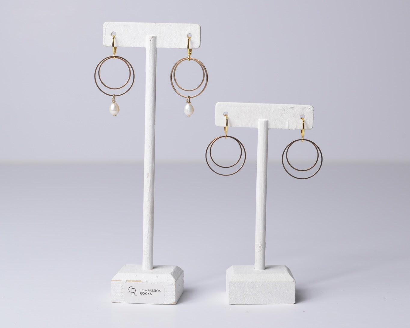 Double Golden Hoops with Pearl