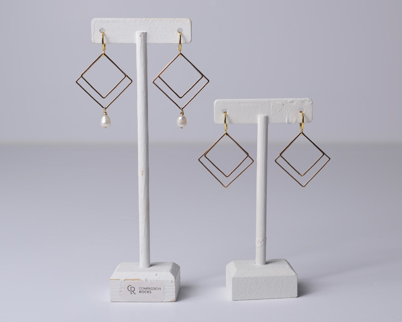 Square Hoops w/ or without pearl