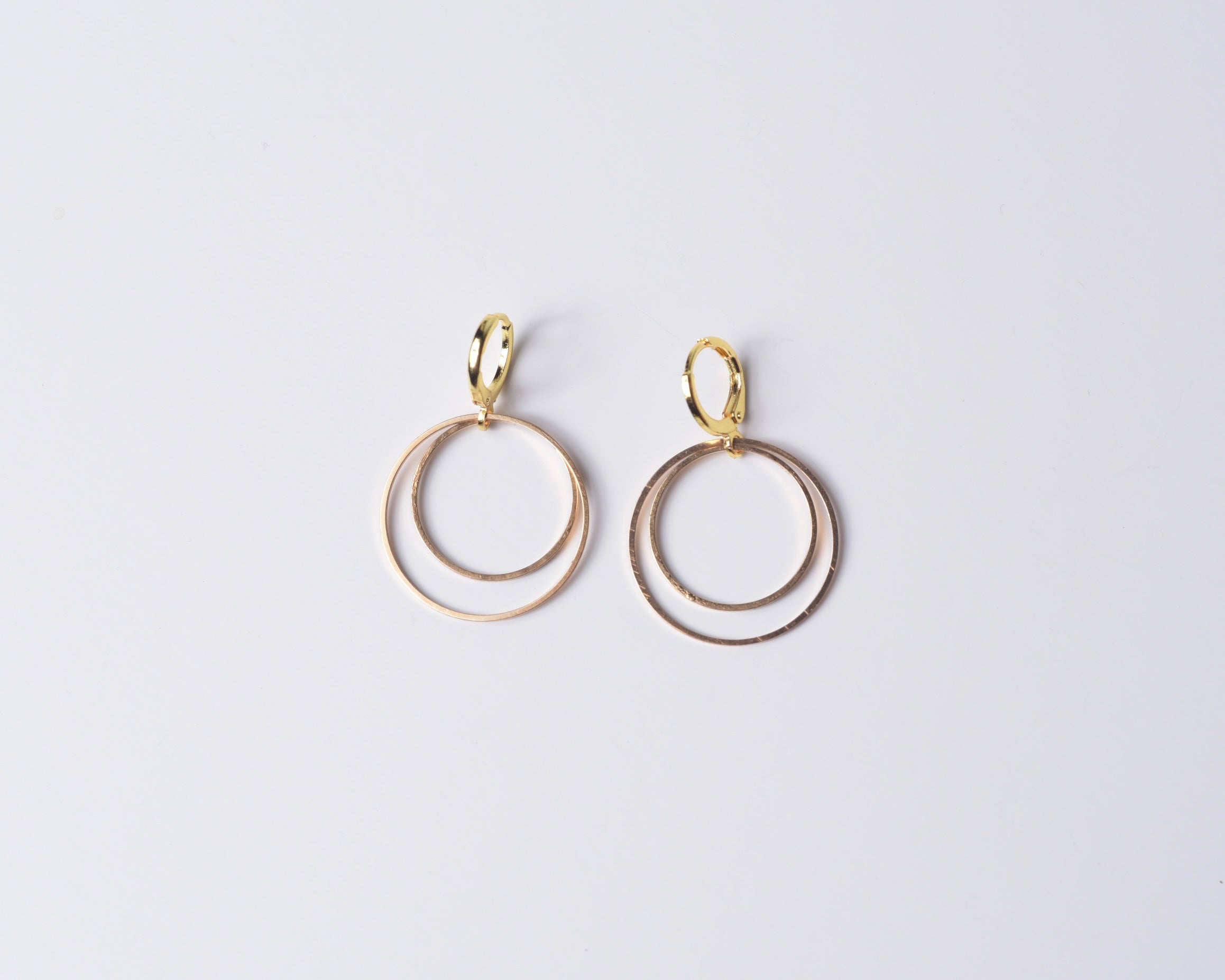 Double Golden Hoops with Pearl