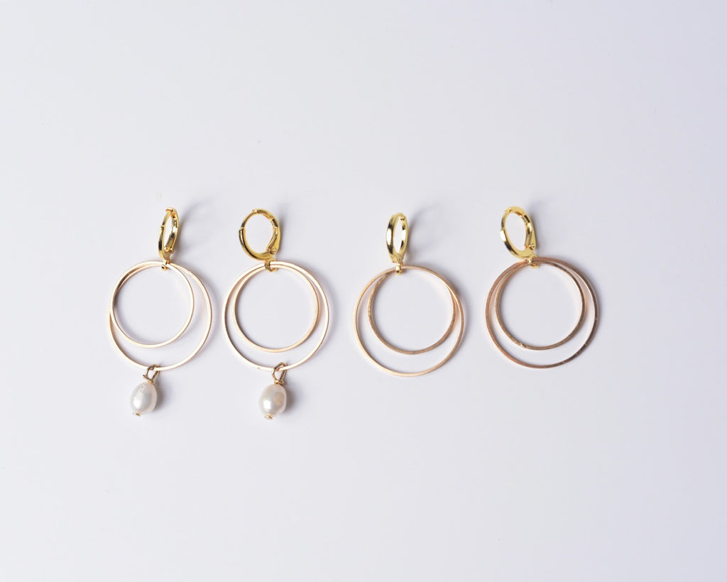 Double Golden Hoops w/ or w/out Pearl