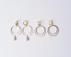 Double Golden Hoops w/ or w/out Pearl