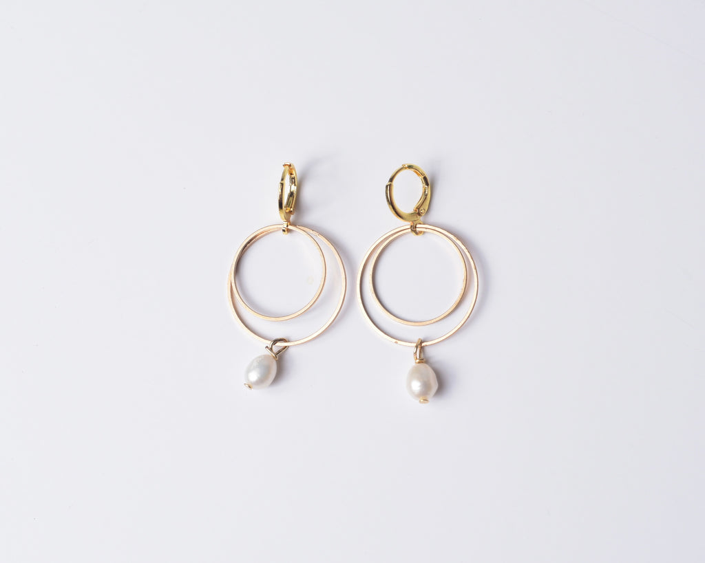 Double Golden Hoops w/ or w/out Pearl